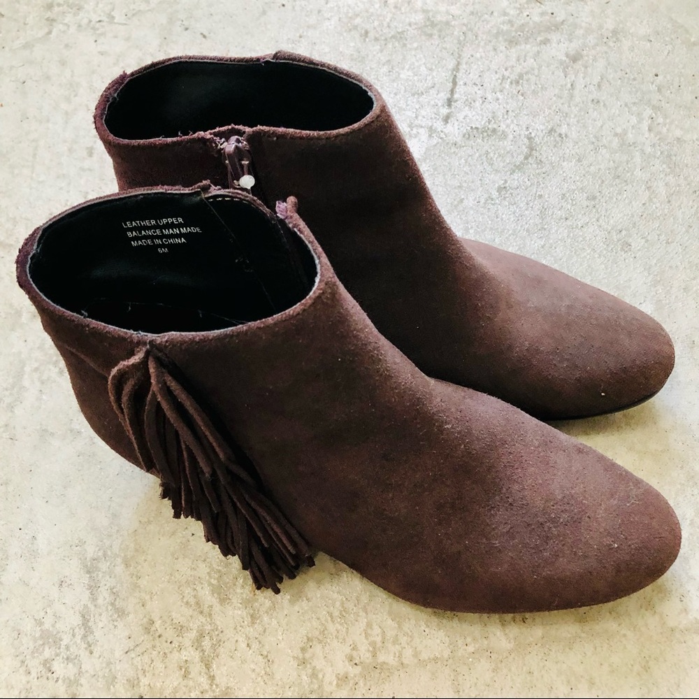 Kelsi Dagger Trilogy Suede Fringe Ankle Boots